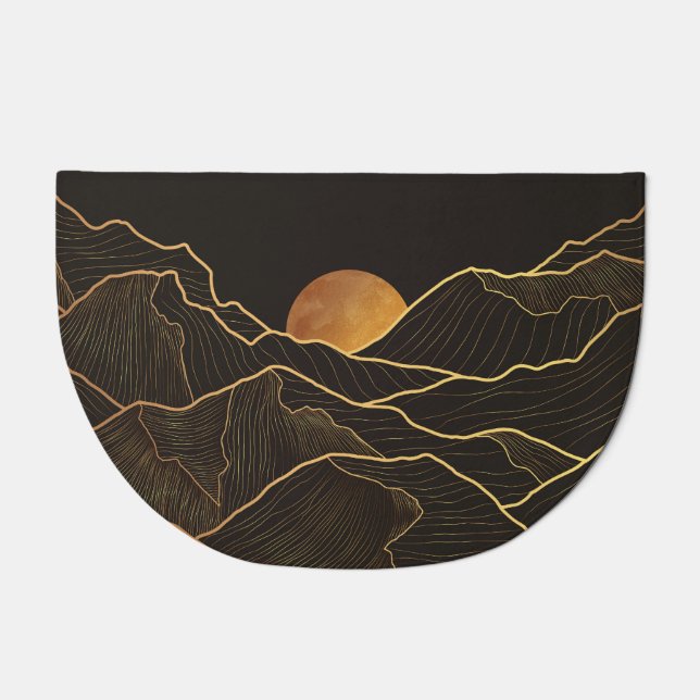 Mountain Luxury: Golden Line Elegance Doormat (Front)