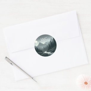 Mountain Magic Initials Classic Round Sticker