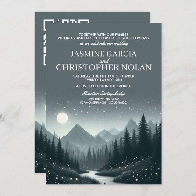 Mountain Magic Invitation with QR Code (Front/Back)