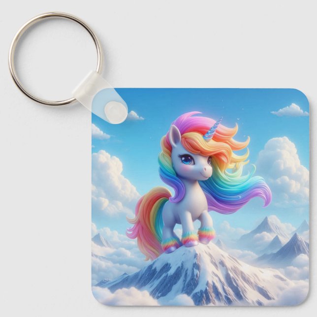 Mountain Magic Rainbow Unicorn Keychain (Front)