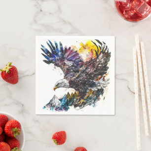 Mountain Majesty Eagle Watercolor Napkins