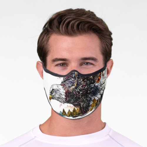 Mountain Majesty Eagle Watercolor Premium Face Mask