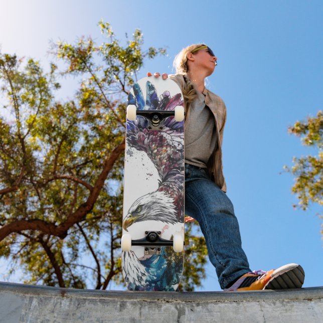 Mountain Majesty Eagle Watercolor Skateboard (Outdoor 1)