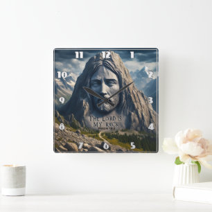 Mountain Majesty The Lord Is My Rock Square Wall Clock