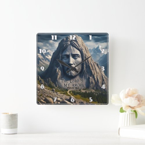  Mountain Majesty The Lord Is My Rock Square Wall Clock