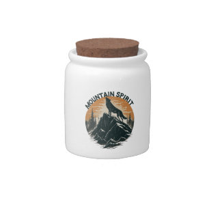 Mountain Majesty Wolf Howling on the Peak Candy Jar