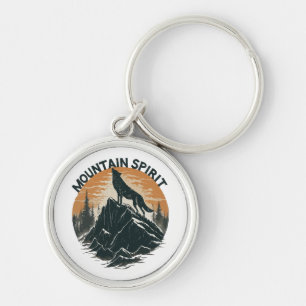 Mountain Majesty Wolf Howling on the Peak Keychain