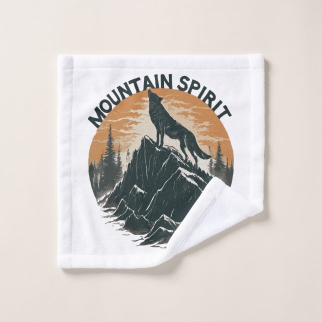 Mountain Majesty Wolf Howling on the Peak Wash Cloth (Wash Cloth)