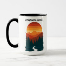 Mountain Mama Retro Sunset Forest Graphic