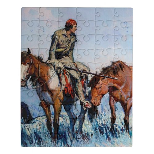 Mountain Man Western Art by WHD Koerner Jigsaw Puzzle