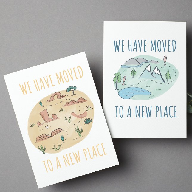 Mountain Map We Moved Announcement Postcard (Creator Uploaded)