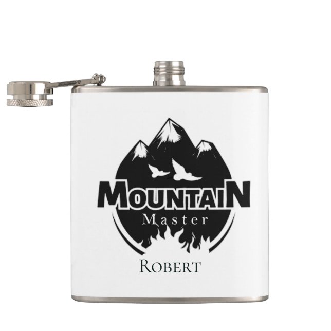 Mountain master, personalized hiker/biker  flask (Opened)