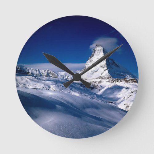 Mountain Matterhorn Valais Switzerland Round Clock