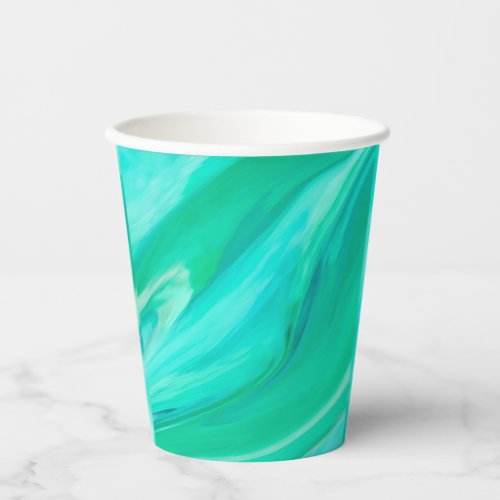 Mountain Meadow Green Abstract Paper Cups