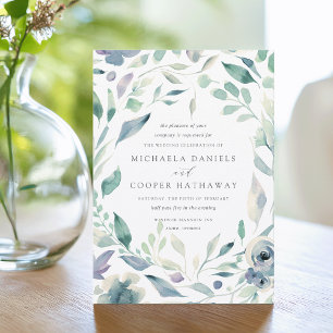 Mountain Meadow Spring Watercolor Floral Wedding Invitation