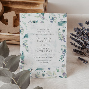 Mountain Meadow Watercolor Floral Pattern Wedding Invitation