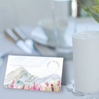 Mountain Meadow Watercolor Wedding Guest Place Card