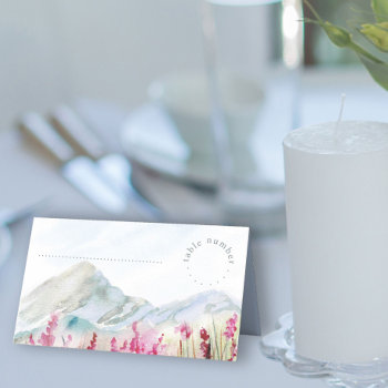 Mountain Meadow Watercolor Wedding Guest Place Card by darlingandmay at Zazzle