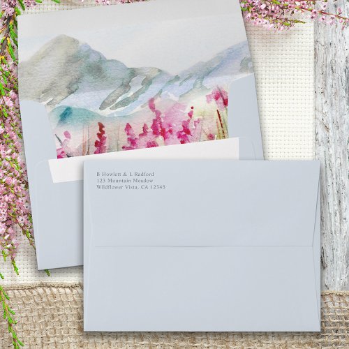 Mountain Meadow Watercolor Wedding Invitation Envelope