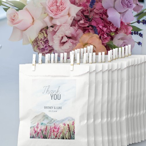 Mountain Meadow Watercolor Wedding Thank You Favor Bag