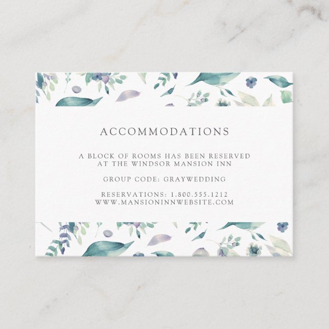 Mountain Meadow | Wedding Hotel Accommodation Enclosure Card (Front)