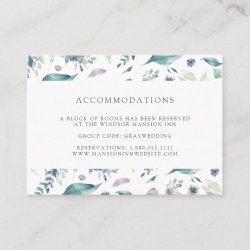 Mountain Meadow  Wedding Hotel Accommodation Enclosure Card