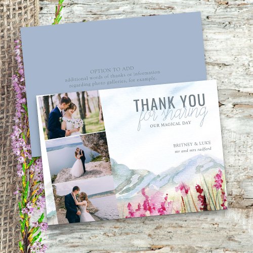 Mountain Meadow Wedding Photo Strip Thank You Card