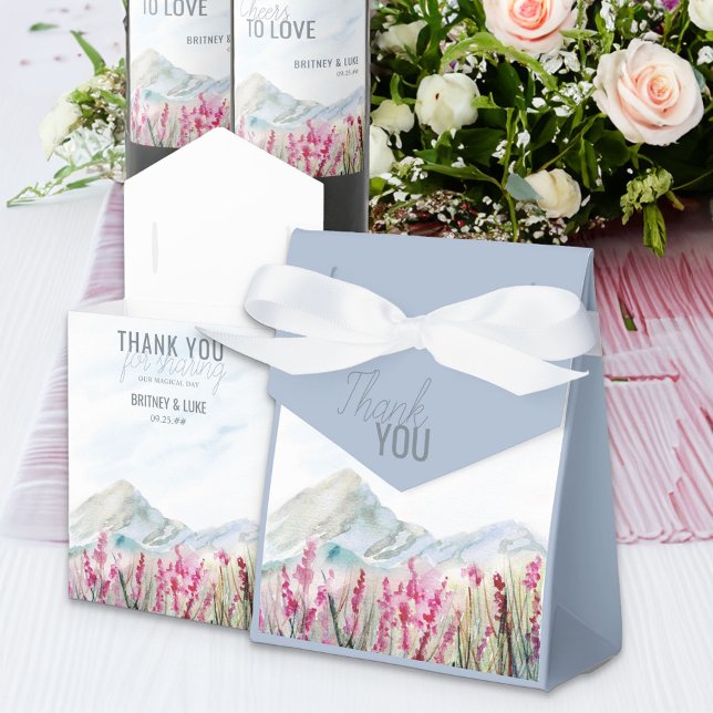 Mountain Meadow Wedding Watercolor Landscape Favor Boxes (Wedding thank you favor boxes from Mountain Meadow collection)