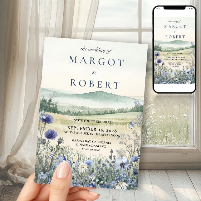 Mountain Meadow Wildflower Outdoor Wedding Invitation (Creator Uploaded)