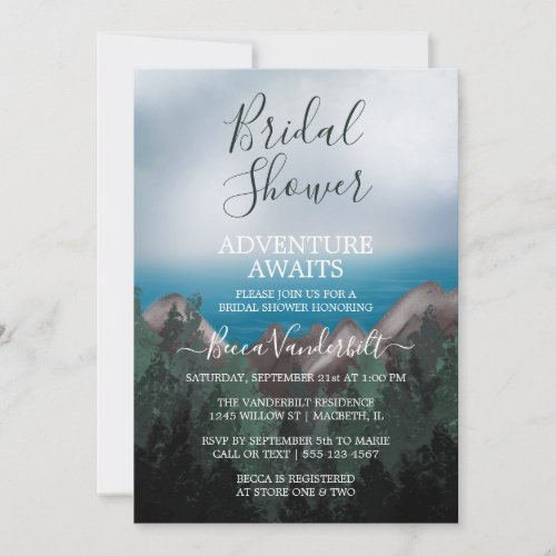 Mountain Meets Ocean Adventure Bridal Shower Invitation