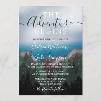 Mountain Meets Ocean The Adventure Begins Wedding Invitation by prettypicture at Zazzle