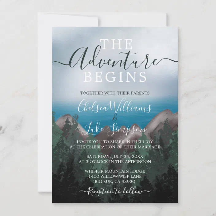 Mountain Meets Ocean The Adventure Begins Wedding Invitation Zazzlecom