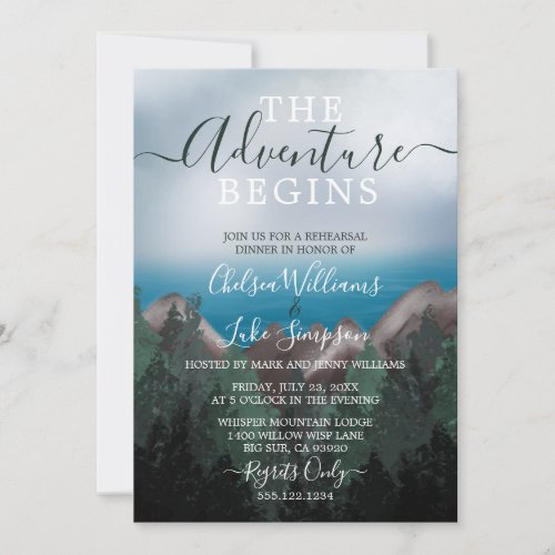 Mountain Meets Ocean Wedding Rehearsal Dinner Invitation