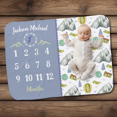 Mountain Memories Adventure Milestone Baby Blanket
