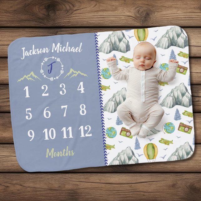 Mountain Memories Adventure Milestone Baby Blanket (Creator Uploaded)