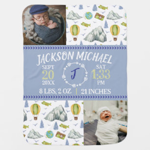 Mountain Memories Birth Stat Baby Blanket