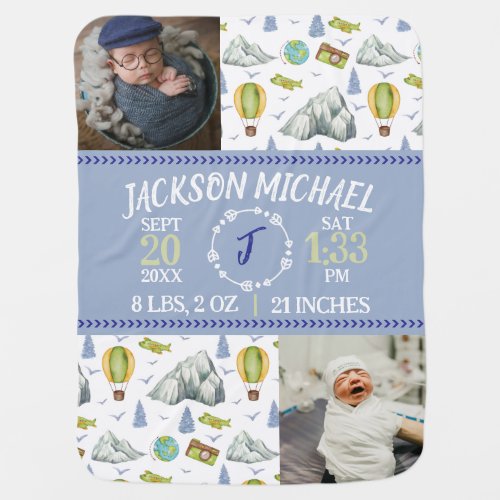 Mountain Memories Birth Stat Baby Blanket