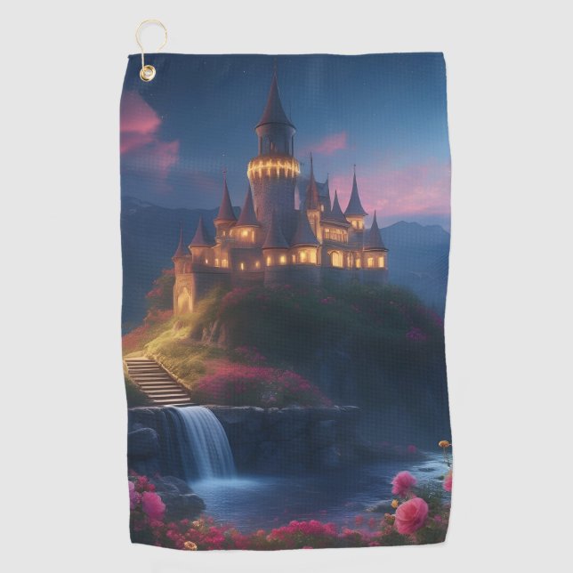 Mountain Midnight Castle Four Golf Towel (Front)
