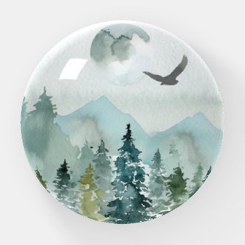 Mountain Mist Evergreen Hawk Paperweight by VariedTreasure at Zazzle
