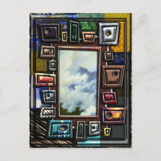 Mountain Mist Framed by Shapes and textures Postcard (Front)