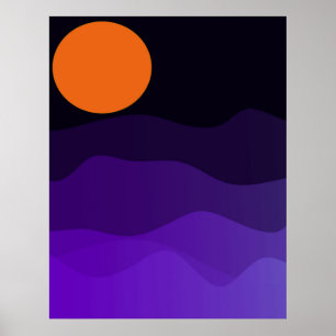 Mountain Moon Landscape Poster