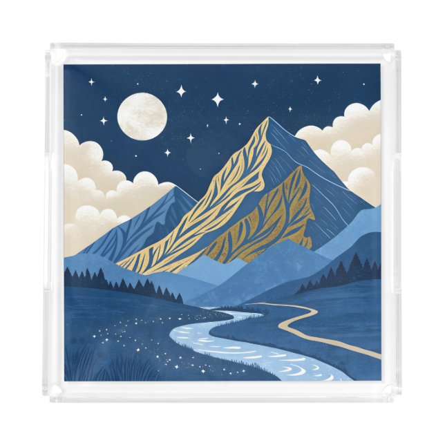 Mountain Moon Light Acrylic Tray (Front)