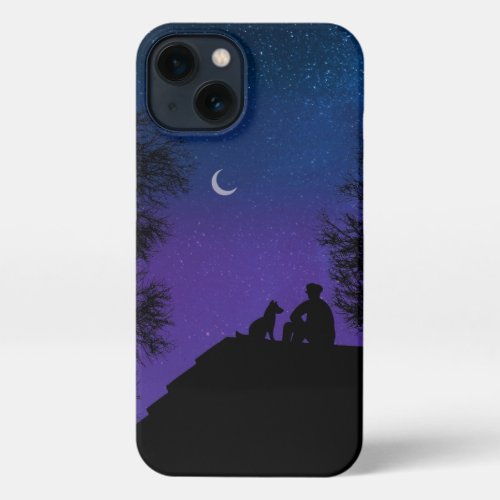 Mountain Moonlight iPhone Case Man and Dog Desig