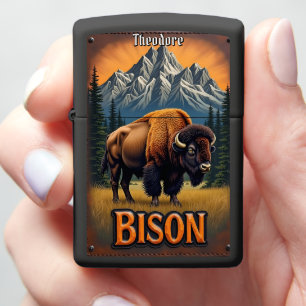 Mountain Moonlit Bison Zippo Lighter