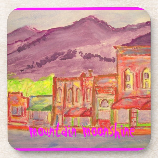 mountain moonshine beverage coaster (Front)