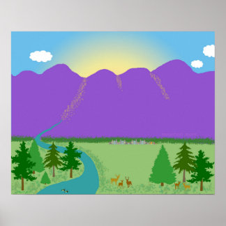 Mountain Morn original digital drawing Poster