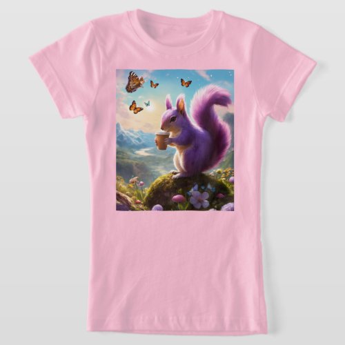 Mountain Morning Bliss Purple Squirrel Coffeebreak T_Shirt