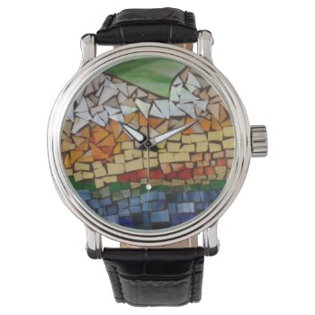 Mountain Mosaic Watch By Willowcatdesigns by Willowcatdesigns at Zazzle