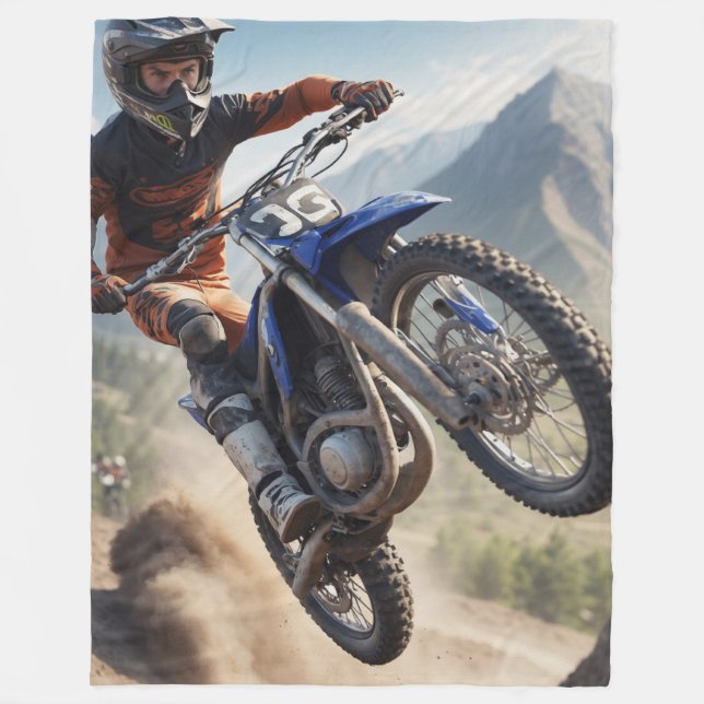 Mountain Motocross Racing Fleece Blanket (Front)