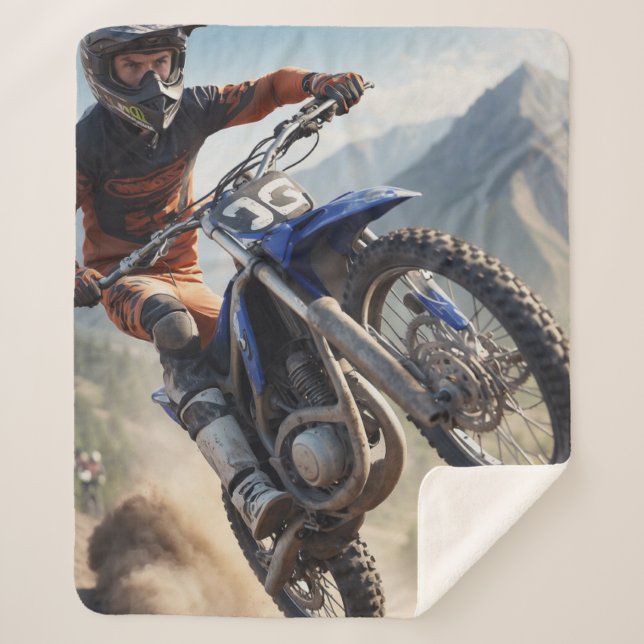 Mountain Motocross Racing Sherpa Blanket (Front)